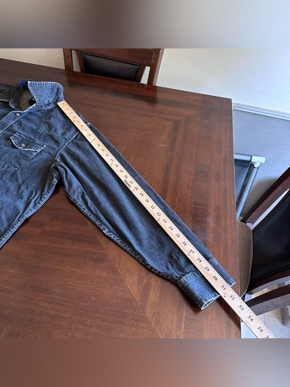 Vintage GAP Pearl Snap Denim Western Shirt Men’s L Dark Blue Wash - Picture 6 of 6